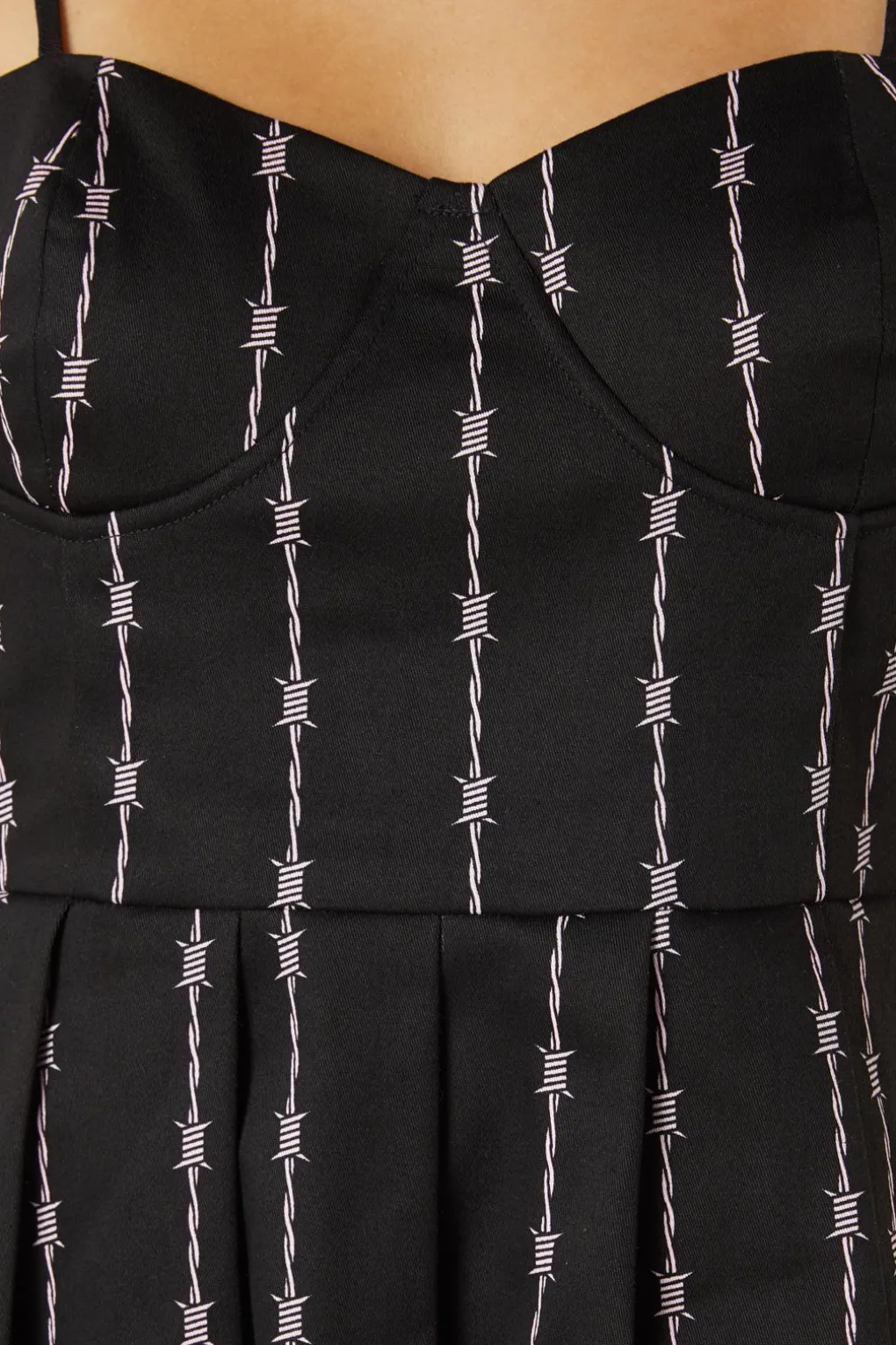 Barb Wire Bustier Pleated Dress