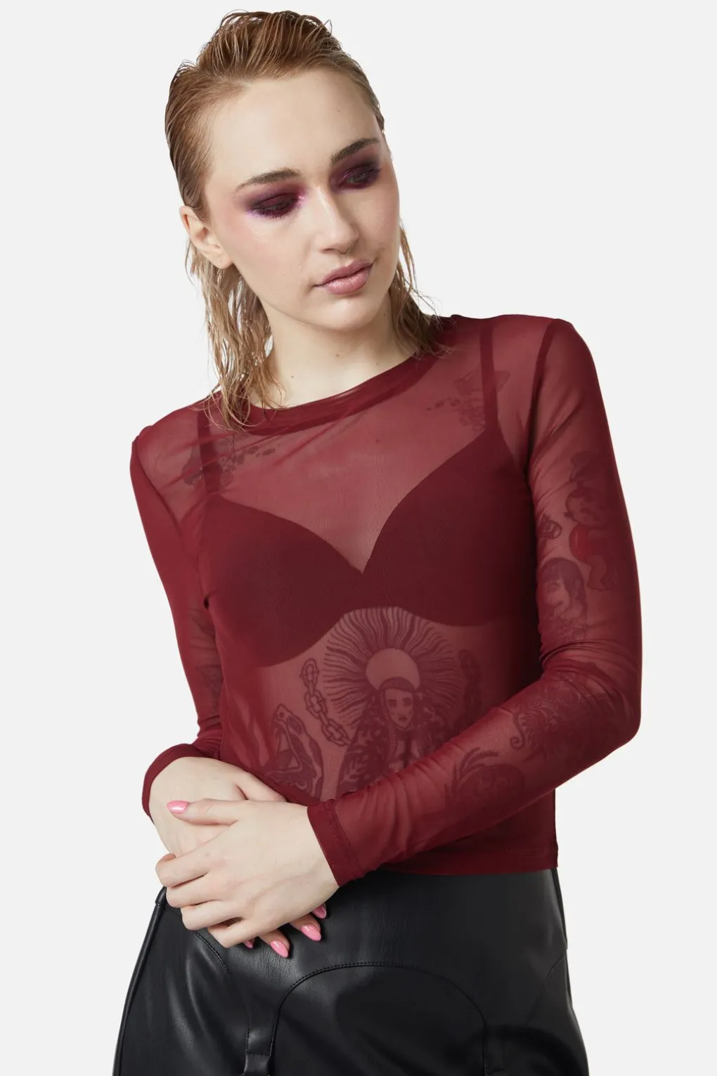 Basic Mesh Long Sleeve Top