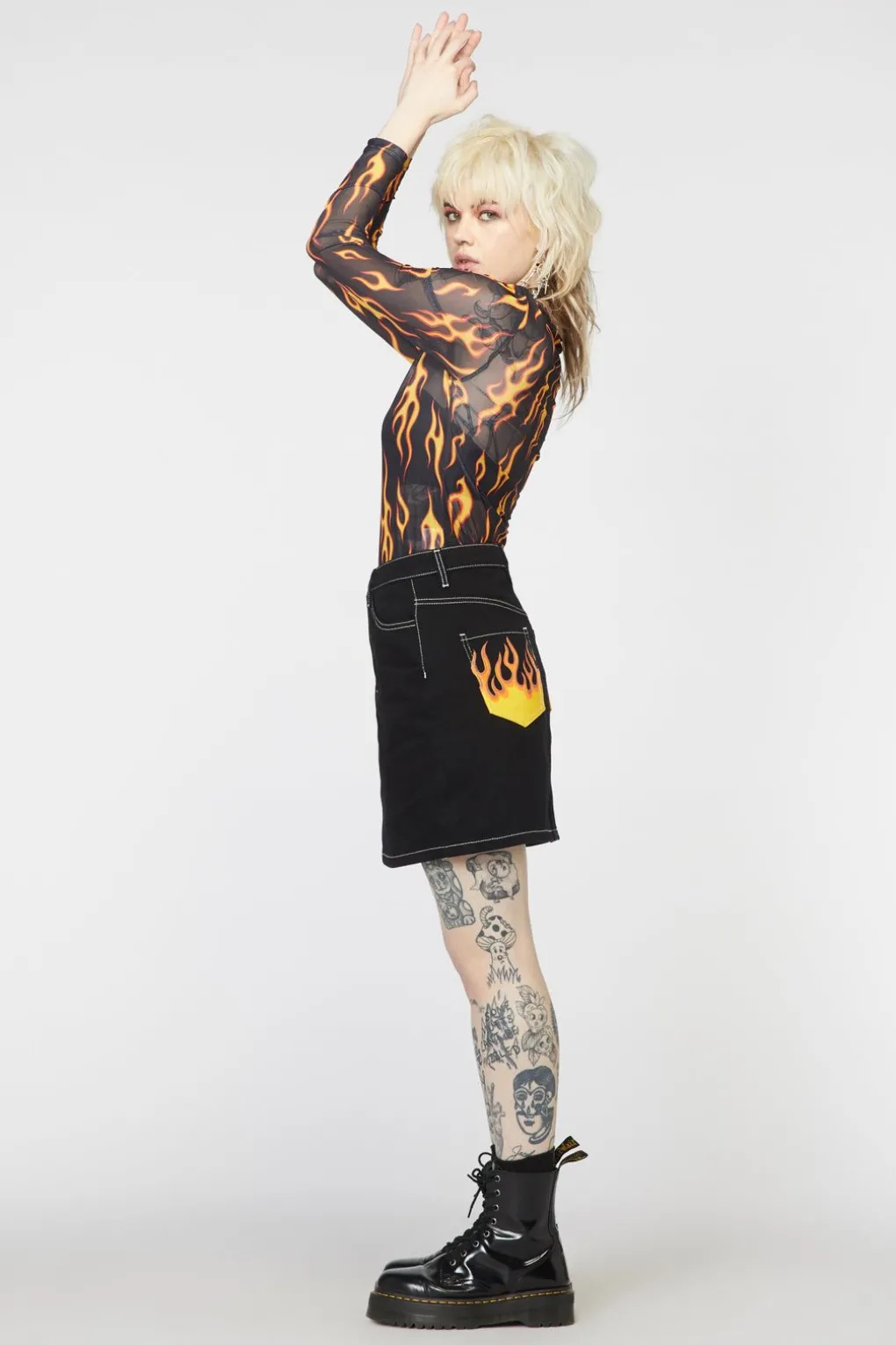 Burn Baby Denim Mini Skirt