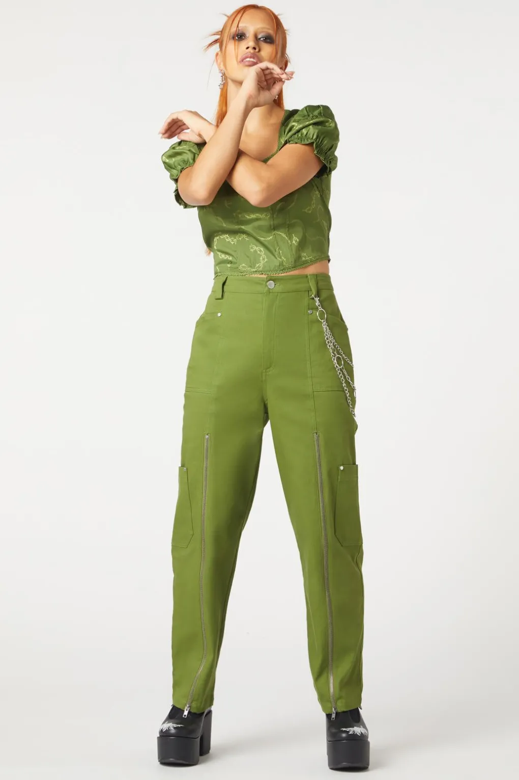 Cargo Drill Zipper Pants