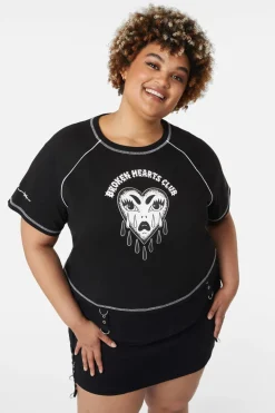 Curve Broken Hearts Crop Raglan