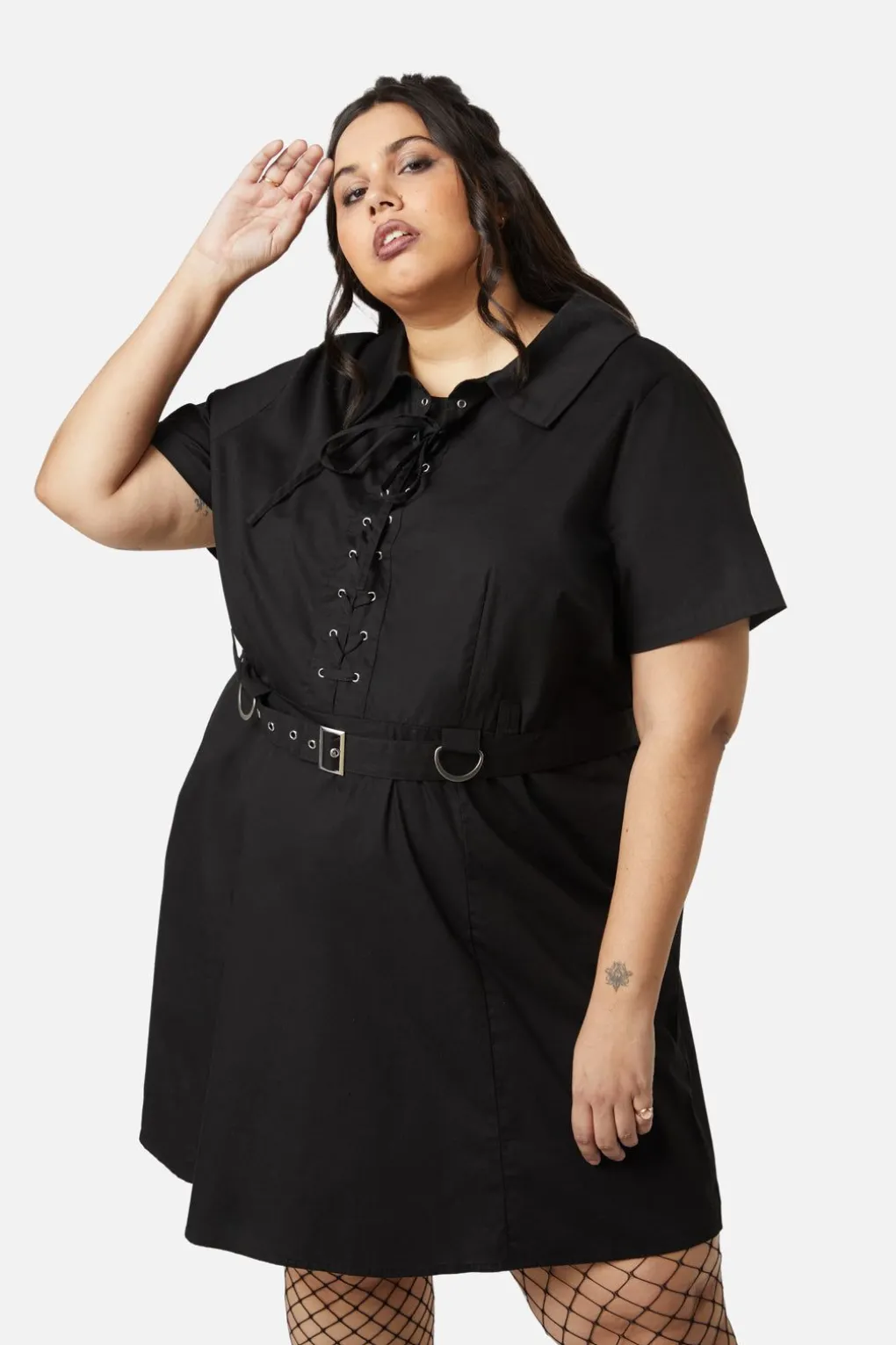Curve Metal Collar Tip Punk Dress