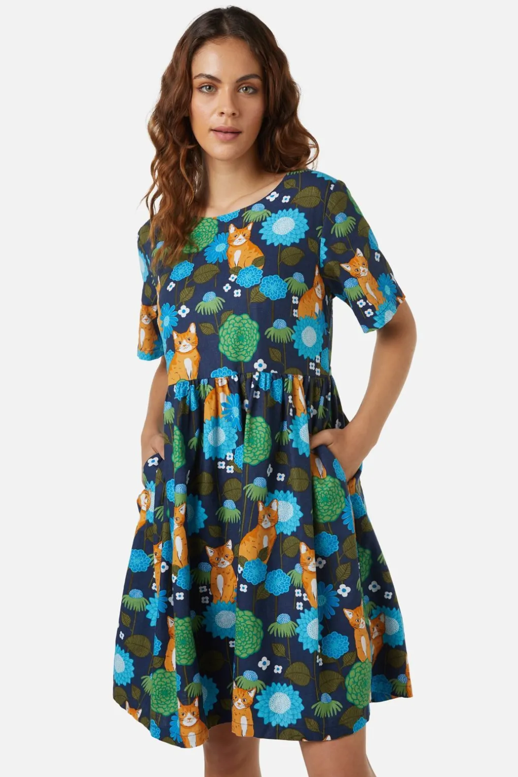 Cute Cat Smock Dress