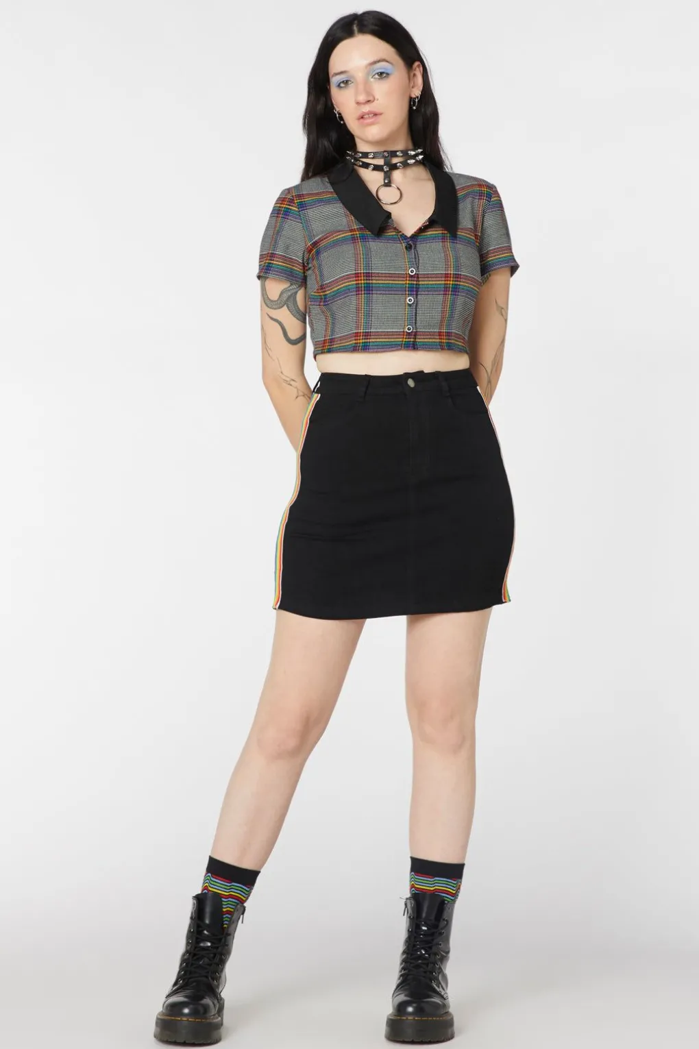Denim Rainbow Mini Skirt