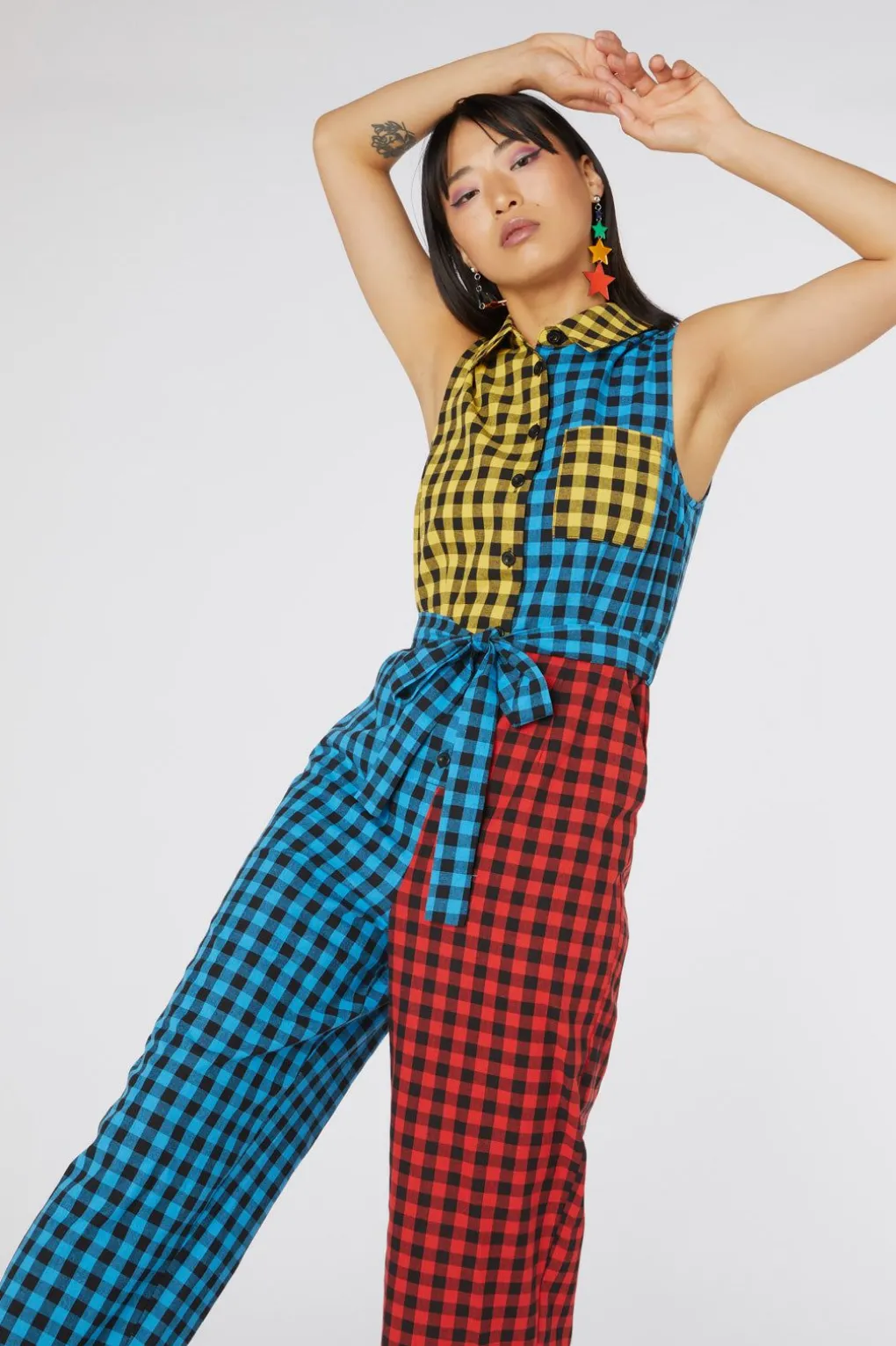 Festive Gingham Jumpsuit