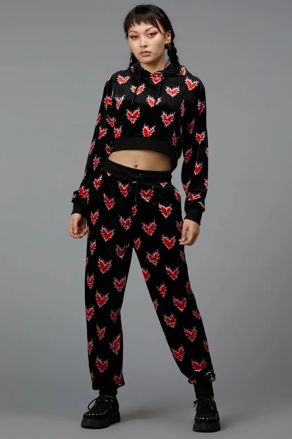 Flamin Hearts Velour Trackpant