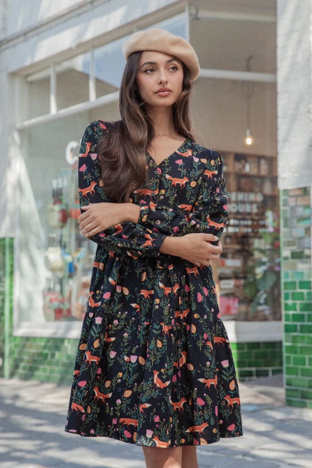Fox Sleeved Dress