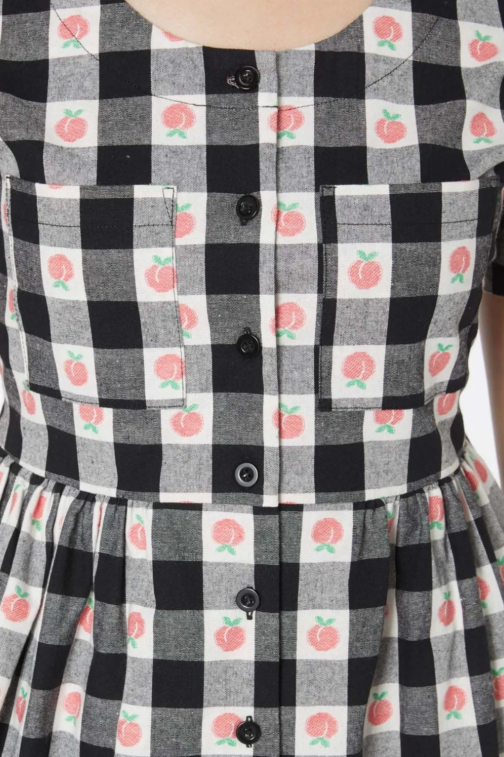 Gingham Peach Smock Dress