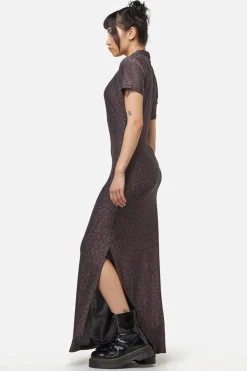 Glitter Mesh Midi Dress