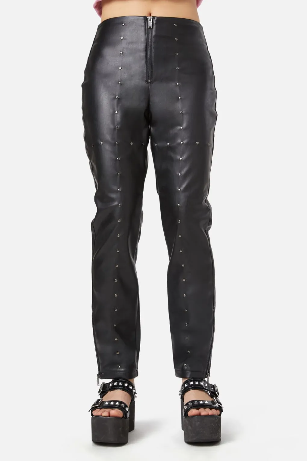 Goth Studded Pu Leggings