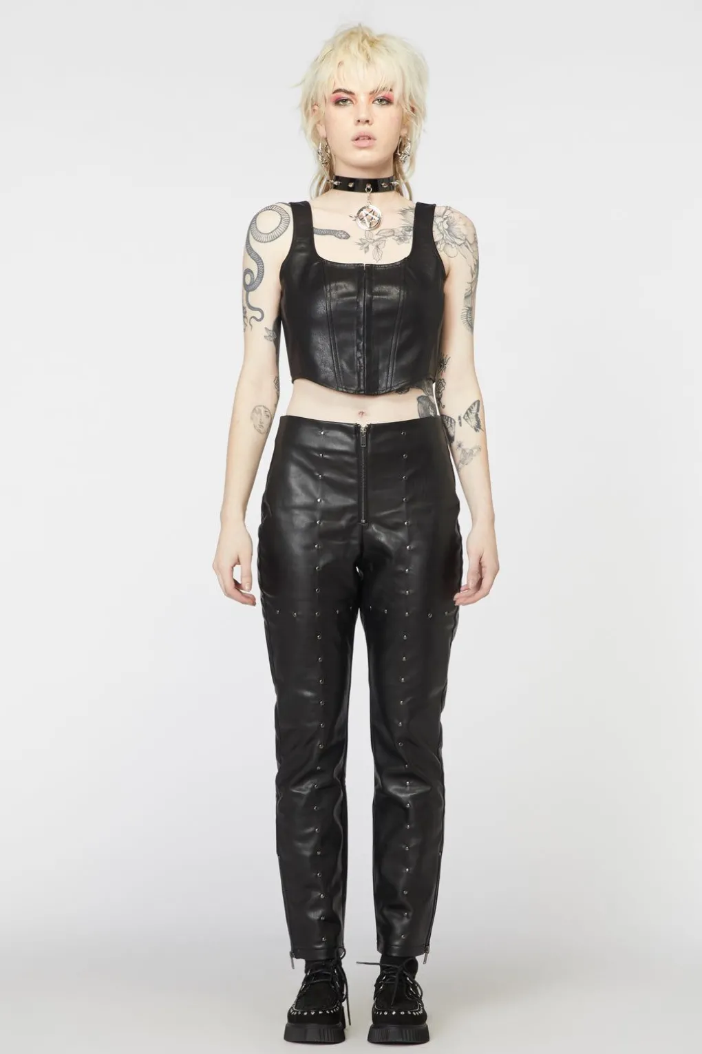 Goth Studded Pu Leggings
