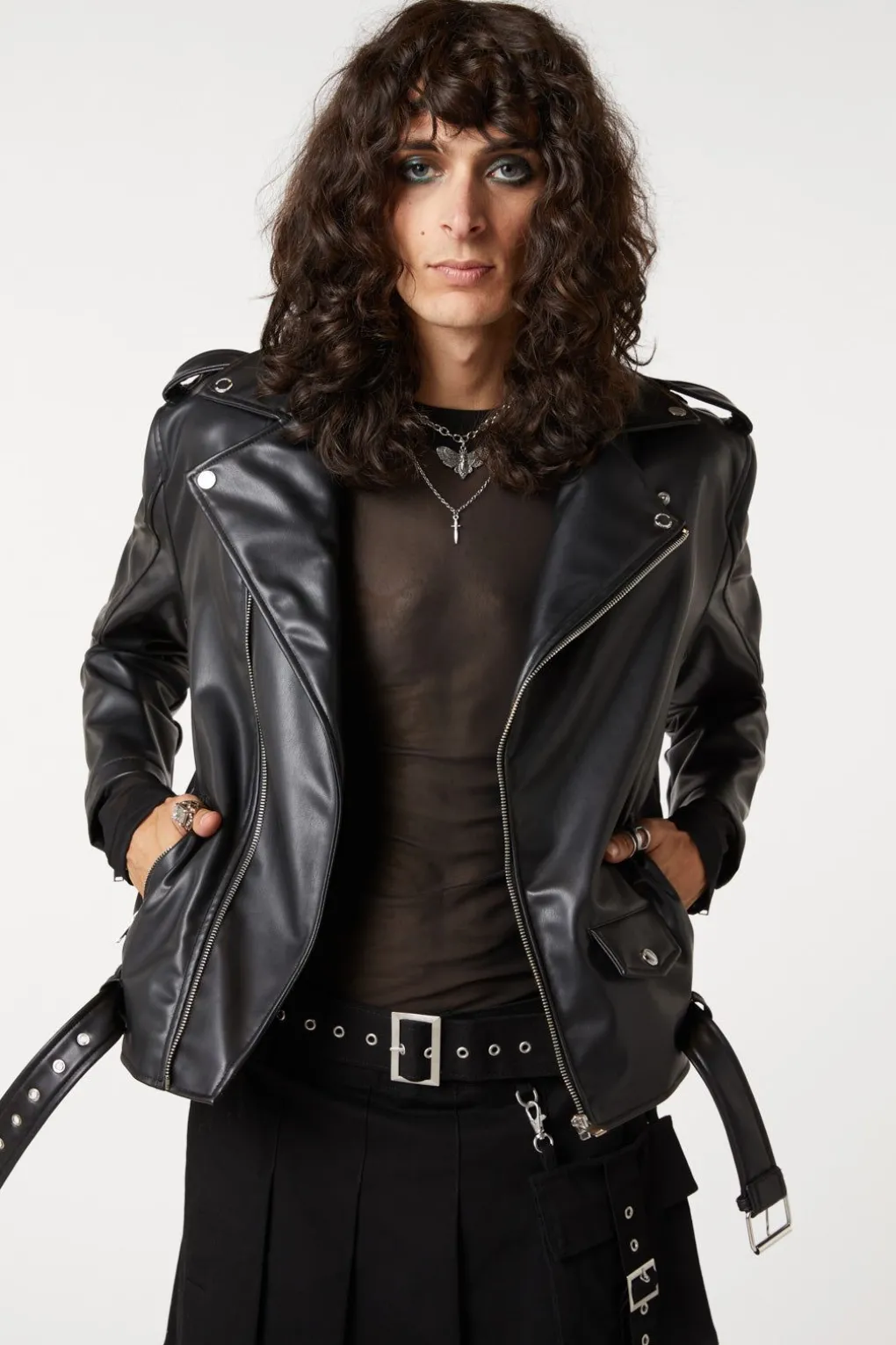 Heart Embossed Pu Jacket