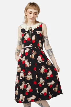 Kitty Kisses Ruffle Neck Dress
