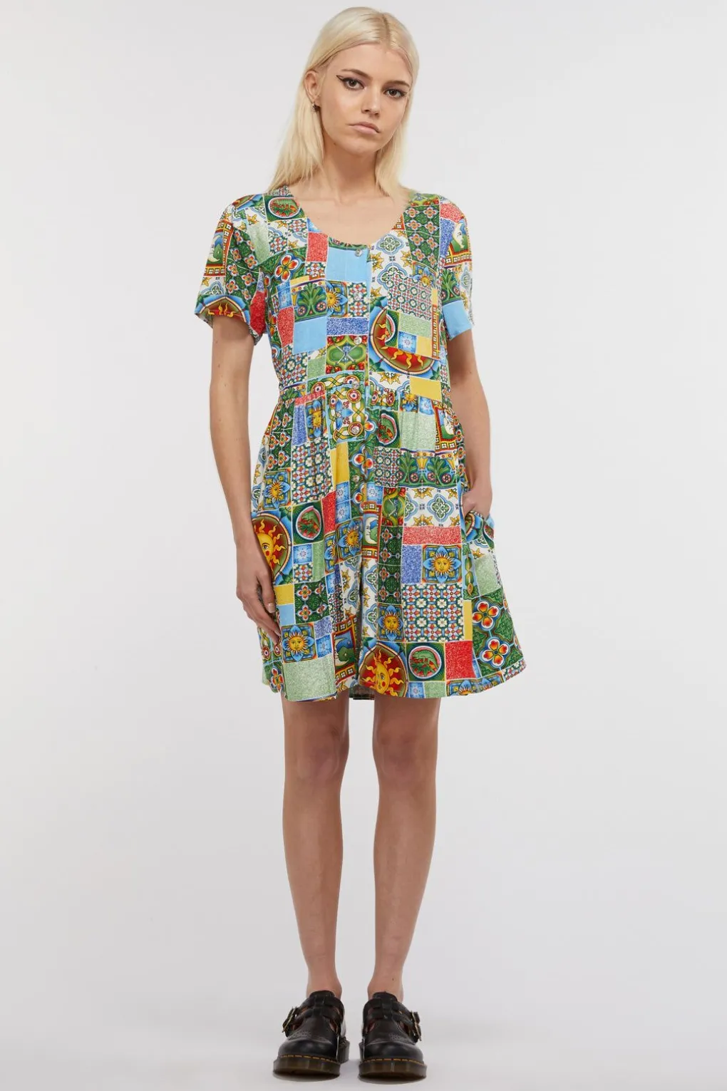 Majolica Viscose Baby Doll Dress
