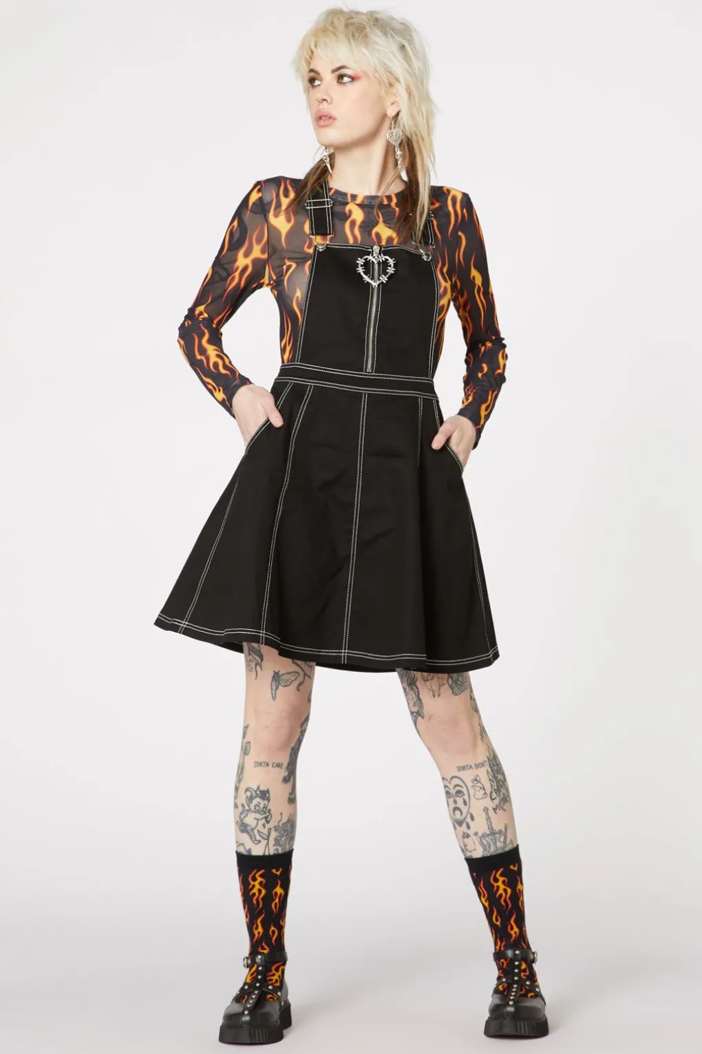 Metal Heart Zip Up Pinny