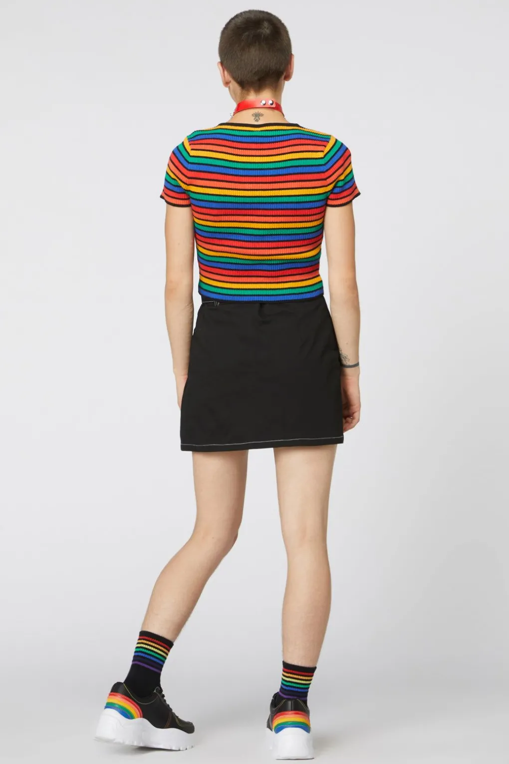 90S Rainbow Crop Rib Knit