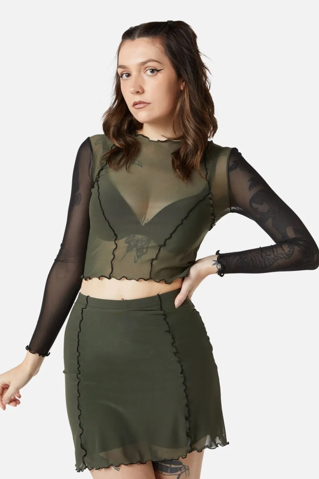Sheer Mesh Jersey Skort