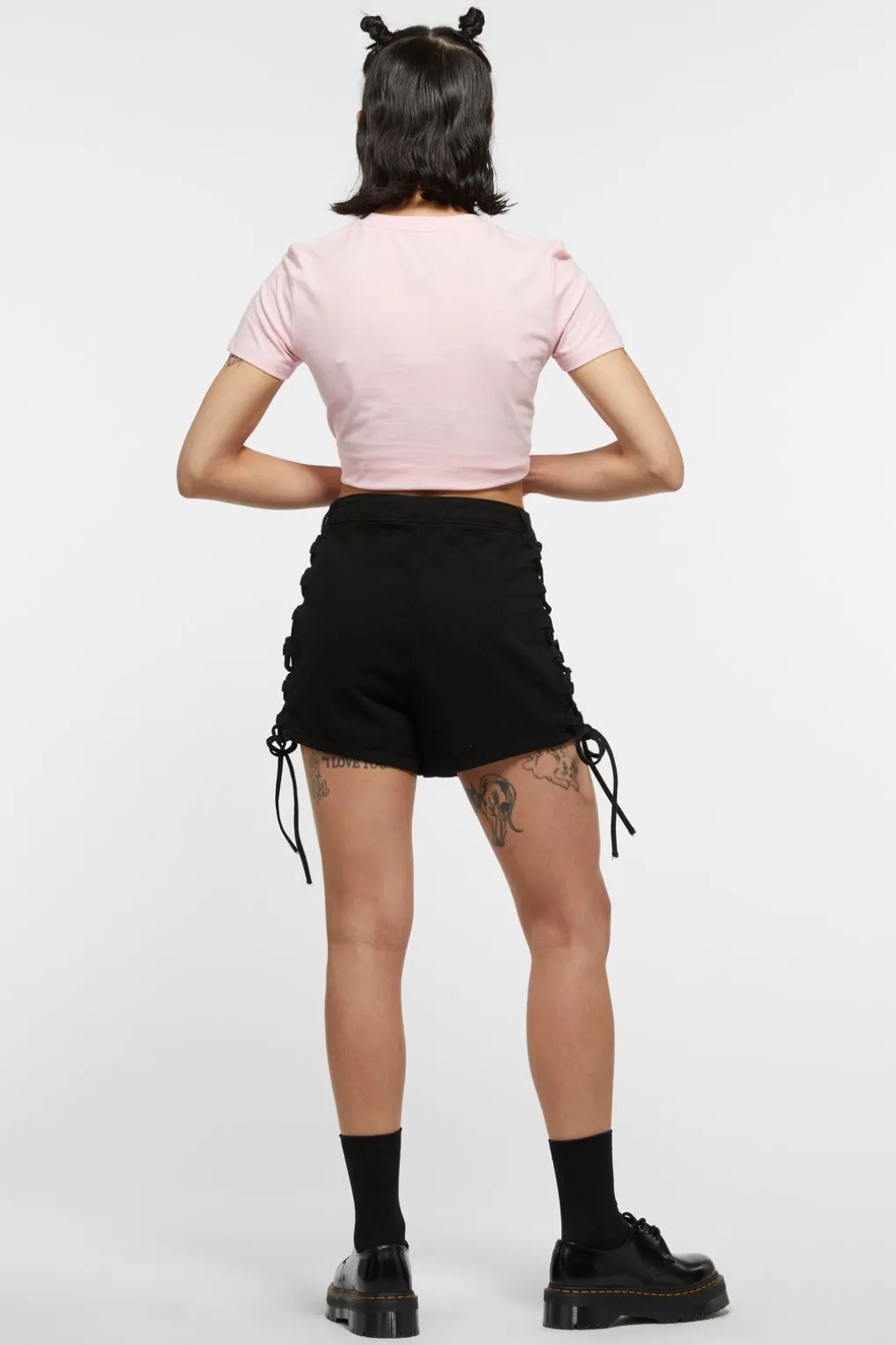Tie Up Sides Denim Shorts