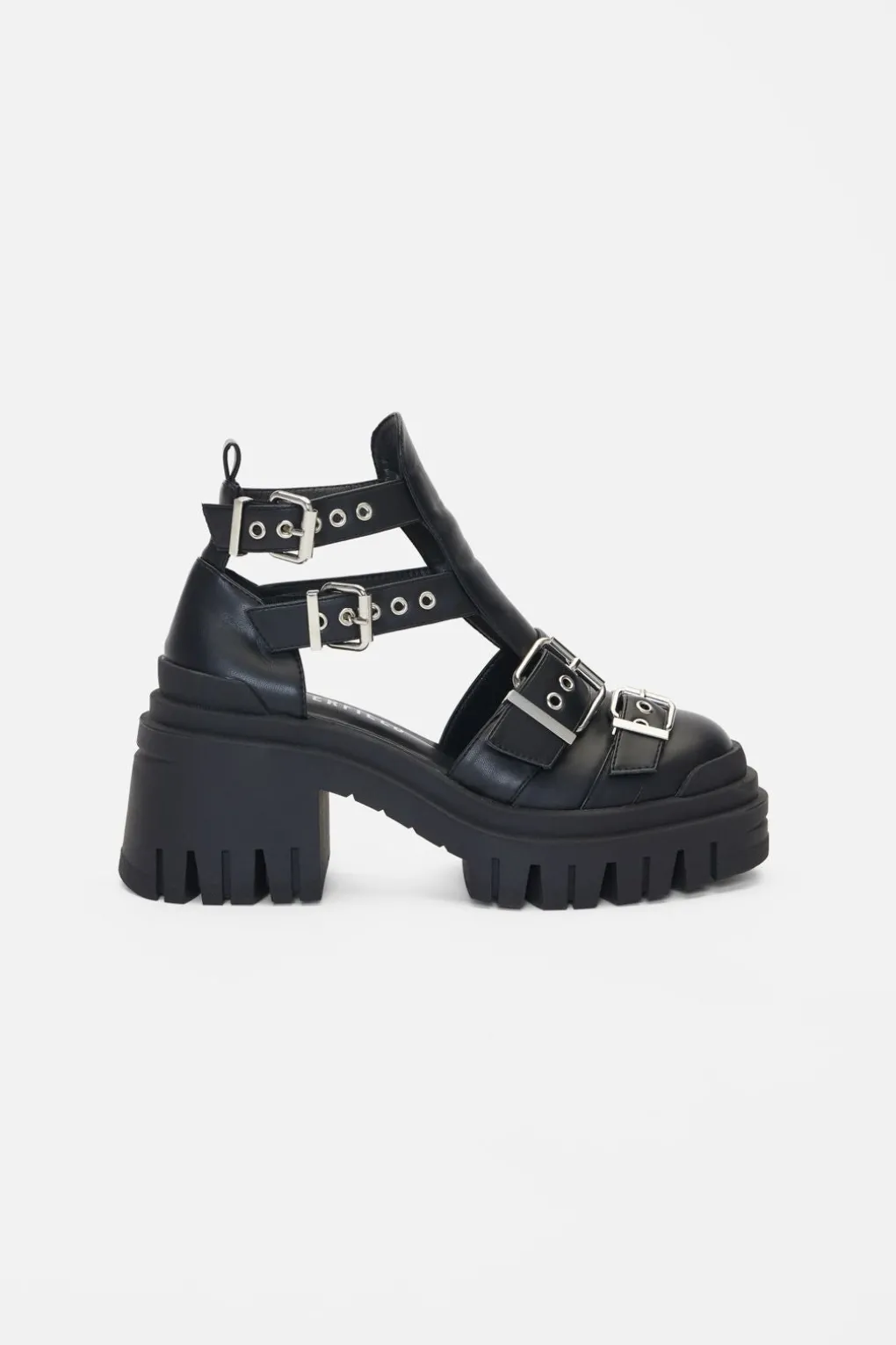 Tread Sole Strappy Boots