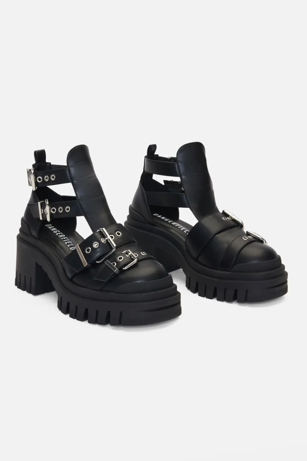 Tread Sole Strappy Boots