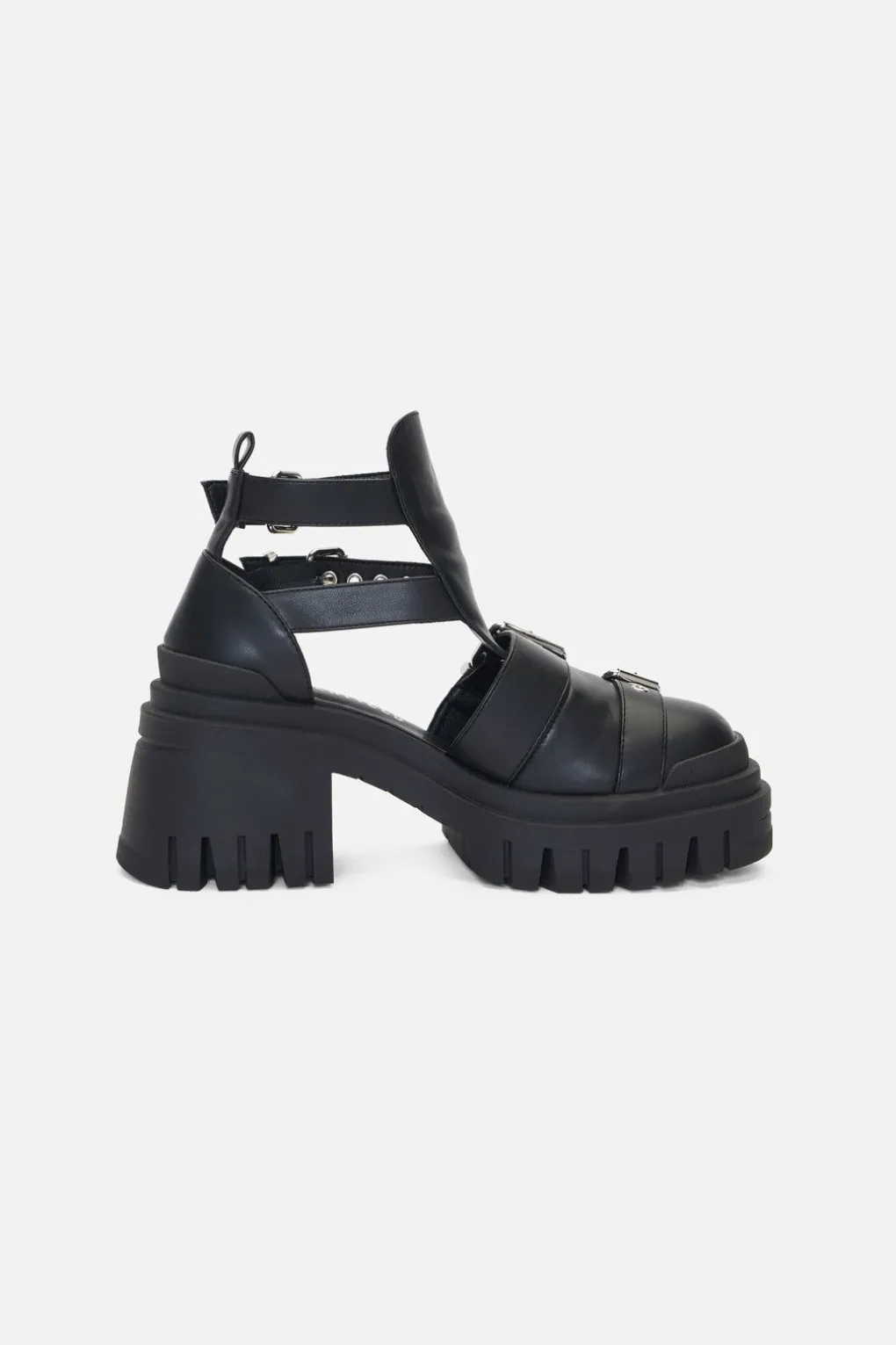 Tread Sole Strappy Boots