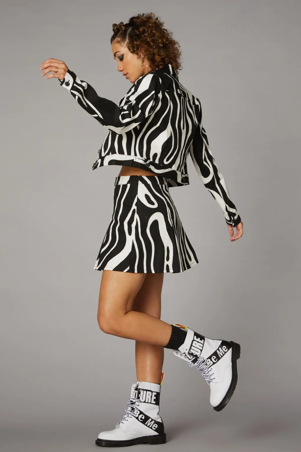 Warped Geo Print Jacket