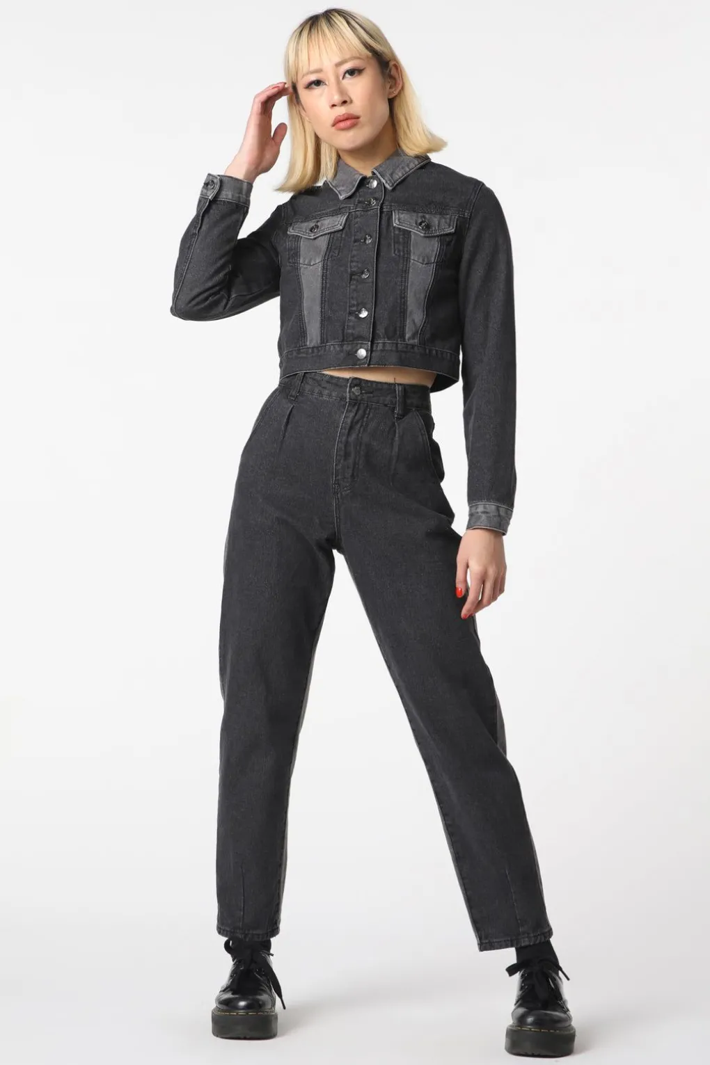 Washed Denim Goth Jacket