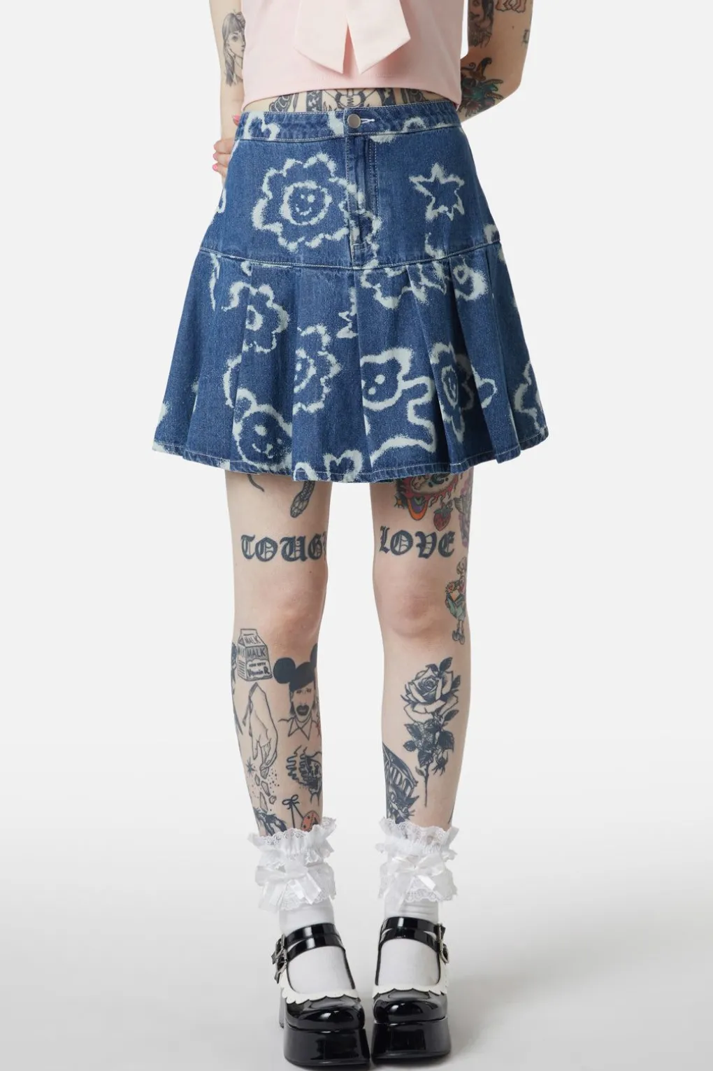 White Out Denim Skirt