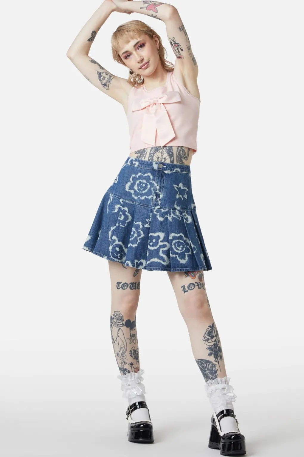 White Out Denim Skirt